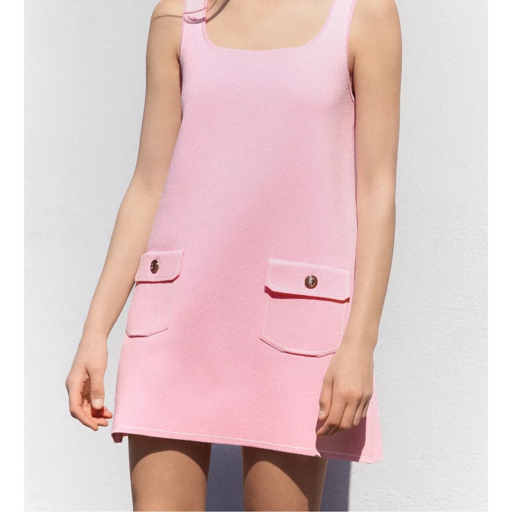 Pink Sleeveless Mini Dress with Pockets